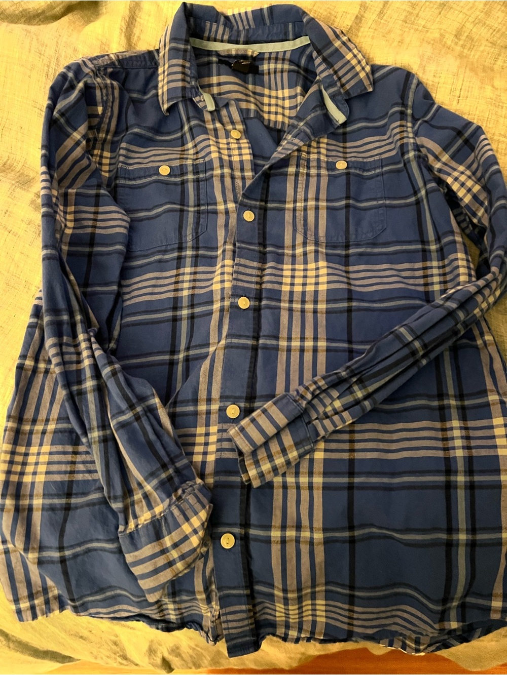 GapKids Blue Plaid Button-Down Shirt